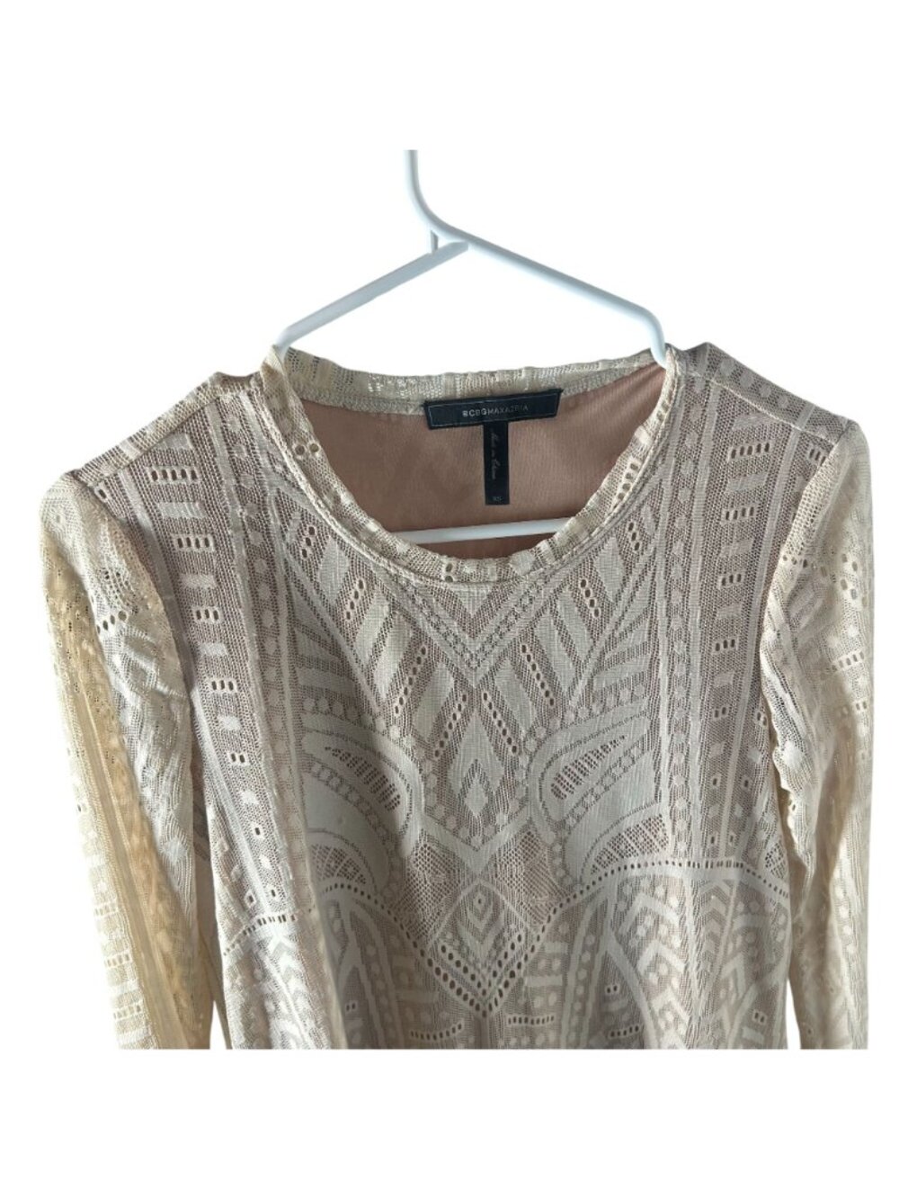 BCBGMaxAzria Lace Long Sleeve Maternity Dress Women's Size XS in Beige Ivory - Picture 3 of 6